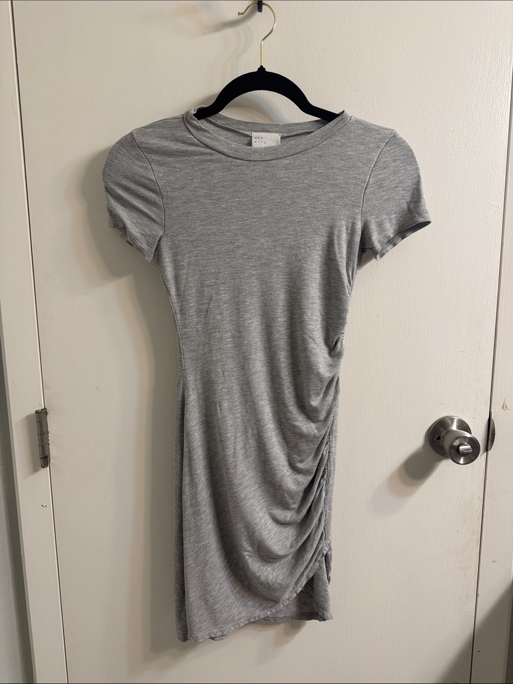 Women's Grey Ruched Side Short Sleeve Dress Size S